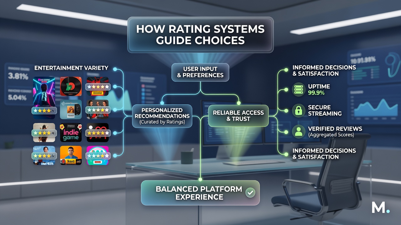 Detailed view of rating metrics applied to mobile entertainment platforms